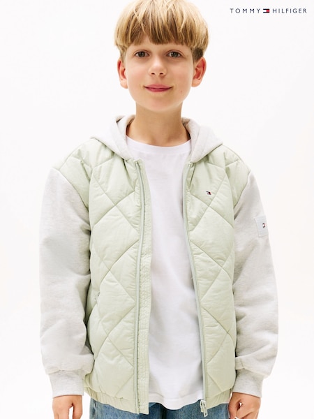 Tommy Hilfiger Green Relaxed Quilted Hooded Bomber Jacket (H52503) | €121 - €154