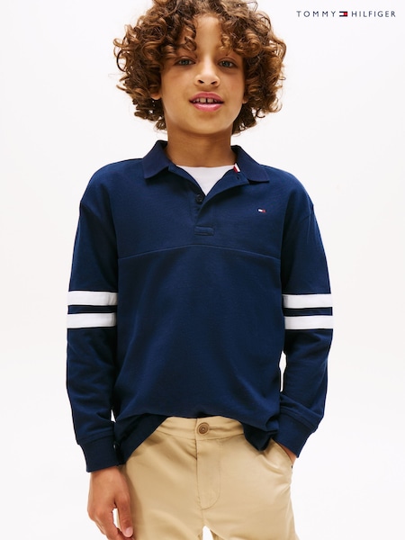 Tommy Hilfiger Blue Regular Fit Long Sleeve Polo Shirt (H52517) | LEI 372 - LEI 410