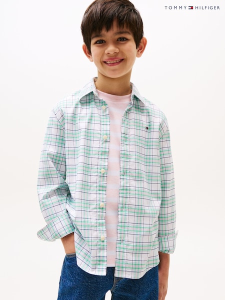 Tommy Hilfiger Green Flag Embroidery Check Shirt (H52529) | AED262 - AED320