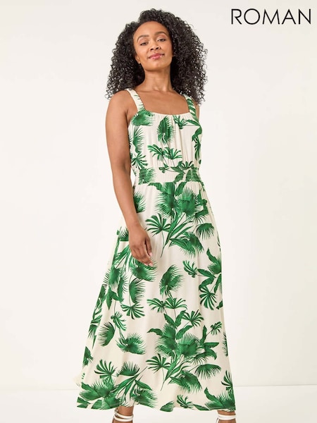 Roman Green Petite Tropical Strappy Midi Dress (H52552) | €72