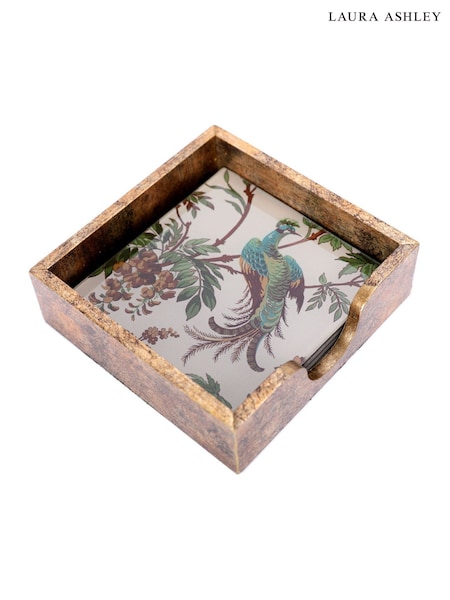 Laura Ashley Set of 4 Gold Antiqued Attleton Glass Coasters (H52568) | €47