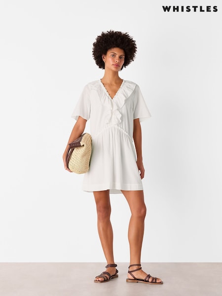 Whistles Ruffle Trapeze 100% Cotton Mini Dress (H52604) | €235
