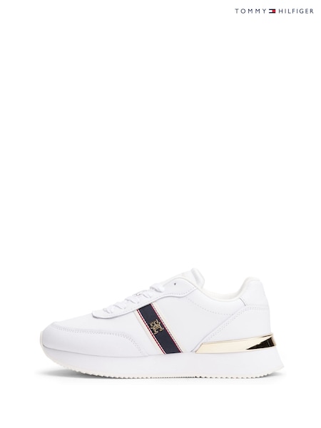 Tommy Hilfiger White Monogram Mesh Panel Cleat Trainers (H52617) | R$ 1.285