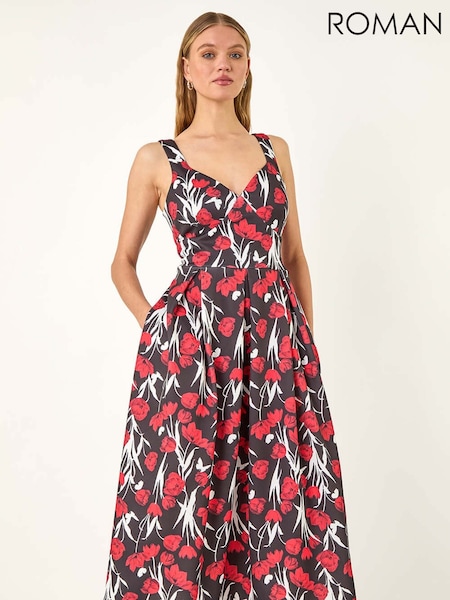 Roman Sweet Heart Floral Print Stretch Dress (H52643) | €93