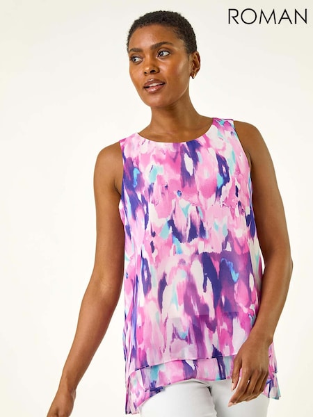 Violet - Roman Blurred Double Layered Vest Top (H52651) | 298 LEI