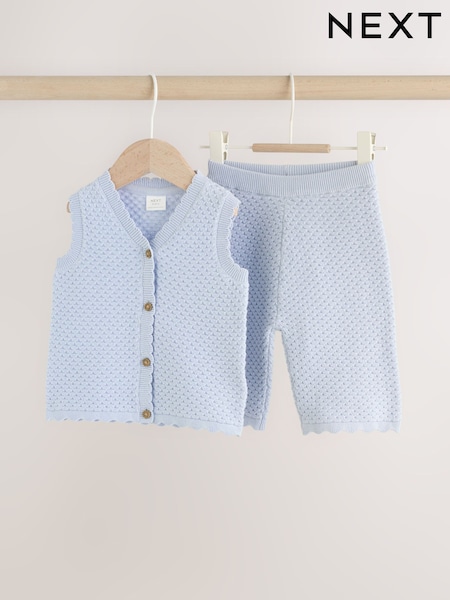 Albastru - Baby Knitted Top and Leggings Set 2 Piece (0mths-2yrs) (H52670) | 134 LEI - 149 LEI