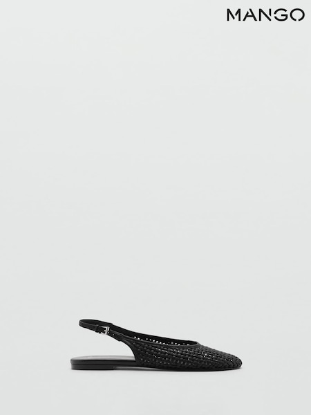 Mango Black Woven Open Back Pumps (H52922) | €63