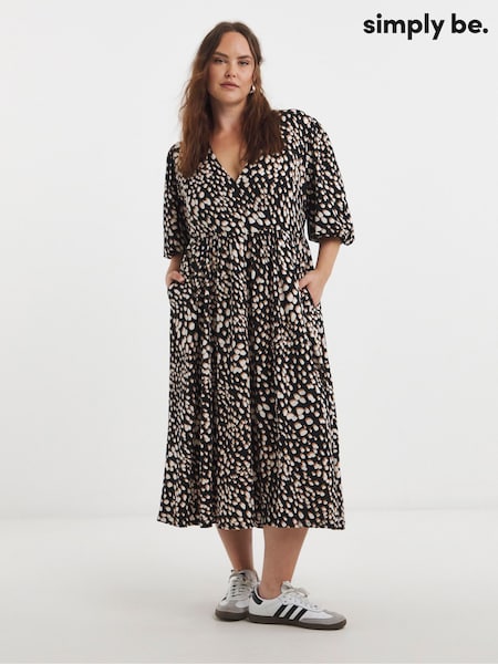 Simply Be Black Supersoft Wrap Midi Dress (H53051) | €40