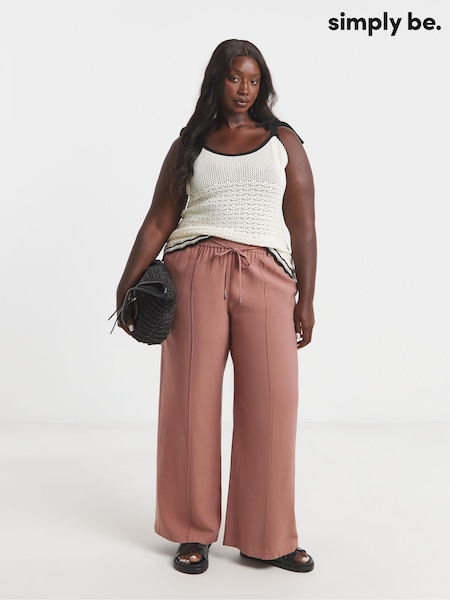 Simply Be Terracotta Wide Fit Tie Waist Twill Leg Trousers (H53056) | €48