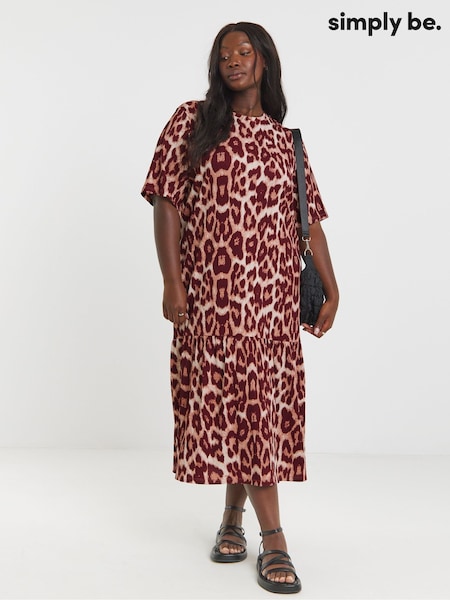 Simply Be Animal Textured Jersey Drop Waist Dress (H53058) | €48