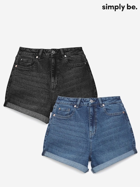 Simply Be Blue Of 99/1 Loose Mom Denim Shorts 2 Pack (H53060) | €63