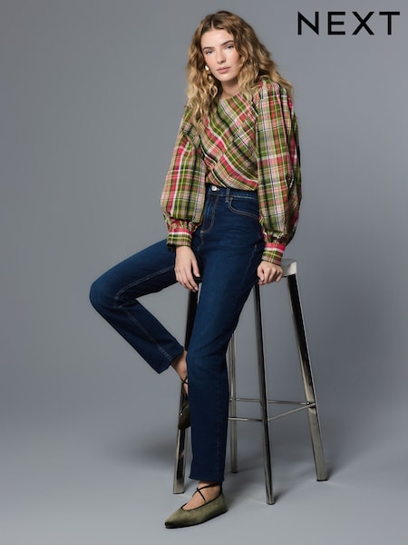 Dark Blue - Slim Mid Rise Stretch Jeans