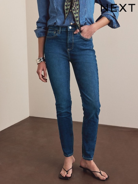 Mid Blue - Mid Rise Stretch Skinny Jeans