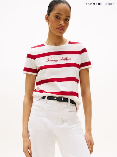 Tommy Hilfiger Red Cap Sleeve Slim Crew Neck T-Shirt (H53114) | €51