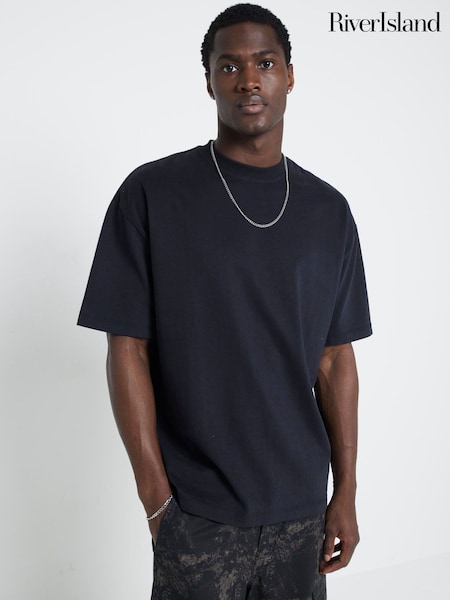 River Island Black Black Studio Oversized T-Shirt (H53139) | AED116