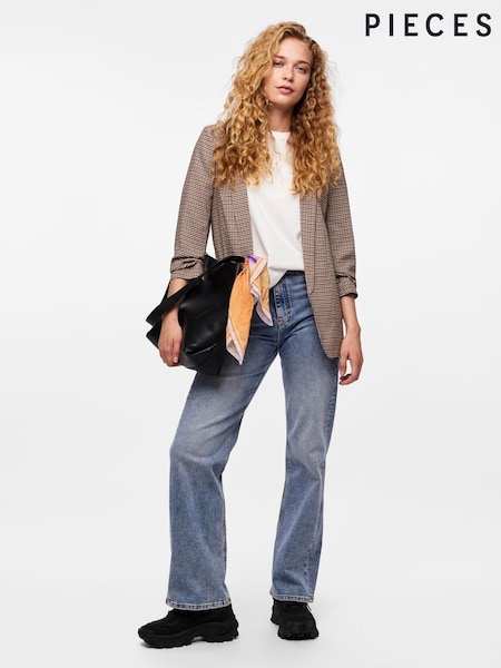 PIECES Natural Relaxed Ruched Sleeve Blazer (H53160) | €56