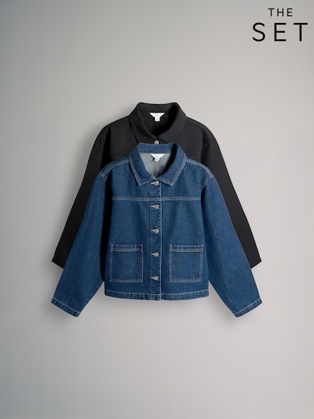 The Set Black/Dark Blue 2 Pack Denim Shackets (H53243) | €57