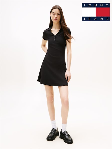 Tommy Jeans Black Rib Polo Dress (H53309) | €93