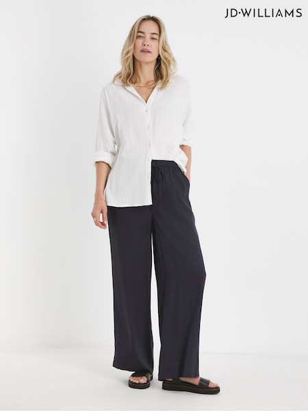 JD Williams Black Linen Wide Leg Trousers (H53475) | €40