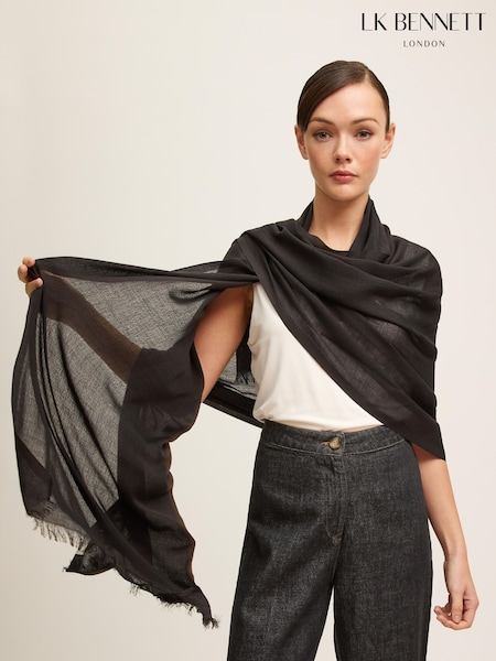 LK Bennett Black Sutton Fabric Modal Blend Shawl (H53483) | ₪347