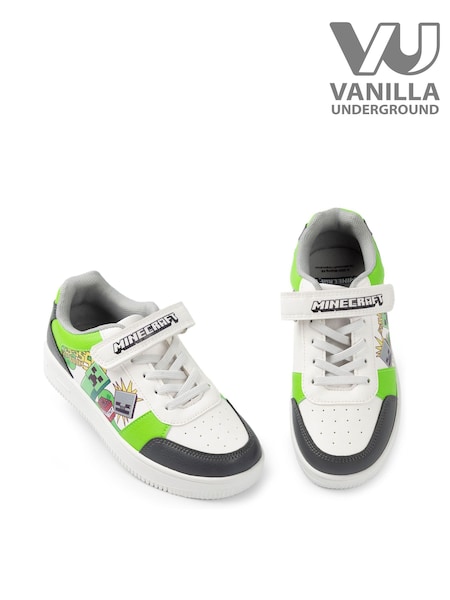 Vanilla Underground White Boys Minecraft Velcro Trainers (H53522) | 167 QAR