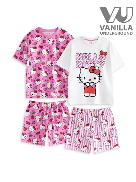 Vanilla Underground Hello Kitty Girls Short Sleeve Short Leg 100% Cotton Pyjamas Set Multipack of 2 (H53524) | € 36
