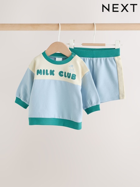 Blue Milk Club Sweatshirt and Shorts Baby Set (0mths-2yrs) (H53533) | AED61 - AED71