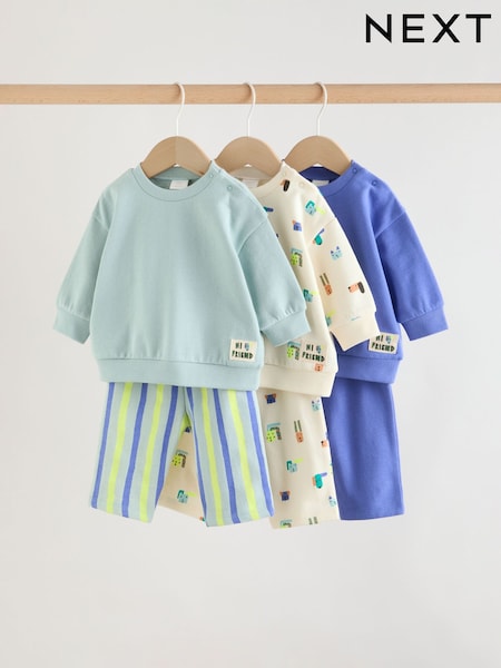 Blue Dog Print Baby Sweatshirt and Joggers Set 6 Piece (0mths-3yrs) (H53538) | AED163 - AED173