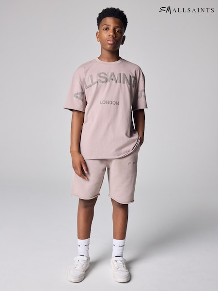 smALLSAINTS Washed Pink Biggy Oversized T-Shirt and Sweat Shorts Set (H53555) | AED178 - AED220