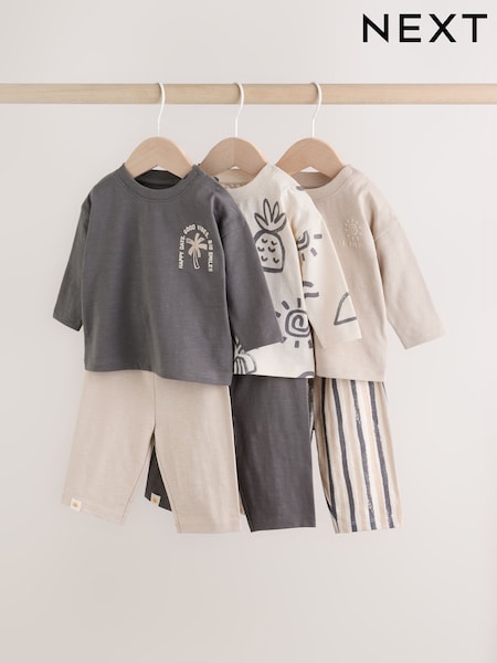 Monochrome Palm Baby Top & Leggings 6 Piece Set (0mths-3yrs) (H53571) | AED152 - AED163