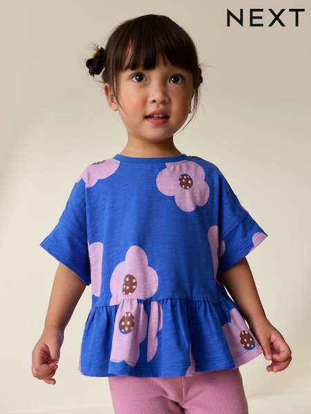 Blue Lilac Flower Short Sleeve Peplum T-Shirt (3mths-7yrs) (H53690) | $10 - $14