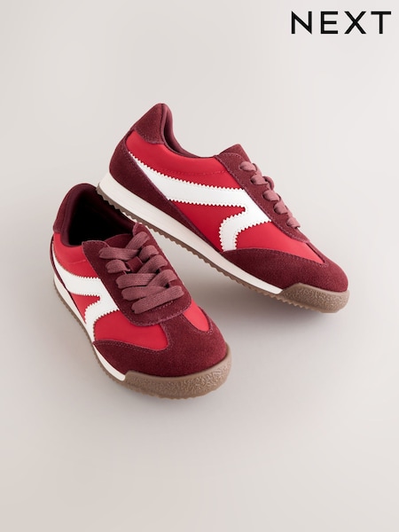Red Lace Up Retro Trainers (H53726) | 134 QAR - 168 QAR