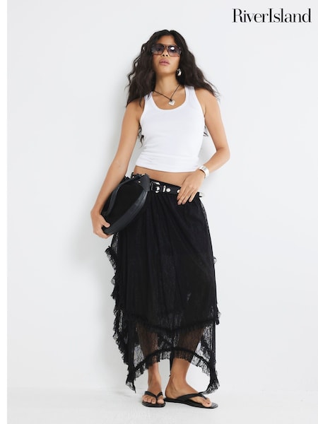 River Island Lace Hanky Hem Maxi Skirt (H53823) | ‏211‏₪