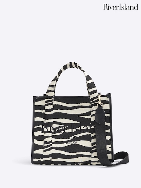 Черный - River Island Embroidered Canvas Tote Bag (H53829) | €50