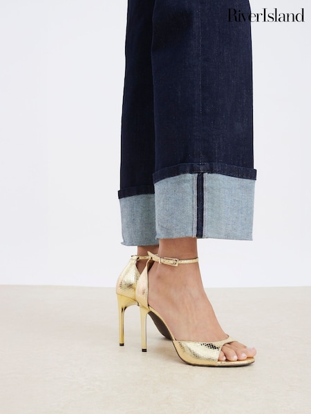 River Island Gold Closed Back Barely There Sandals (H53830) | AZN 90