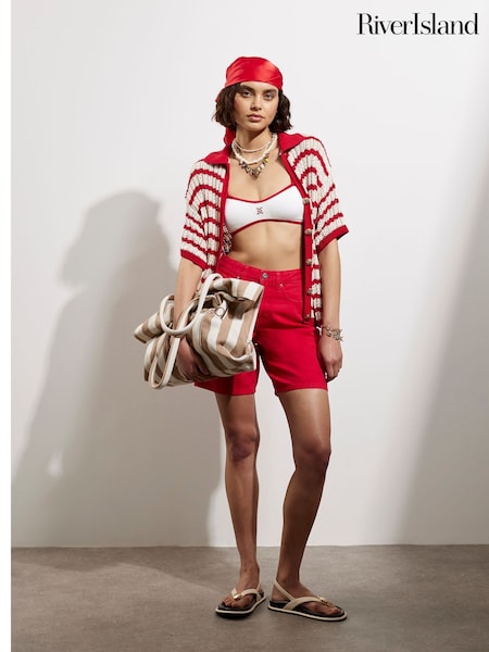 River Island Red Stripe Crochet Cardigan (H53857) | €50