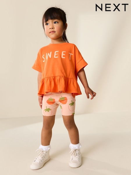 Orange Strawberry - Short Sleeve Top and Shorts Set (3mths-7yrs) (H53955) | ‏42 ر.ق. - ‏62 ر.ق.