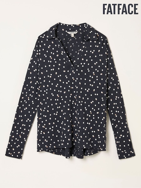 FatFace Paige Black Polka Dot Jersey Shirt (H53992) | AED204