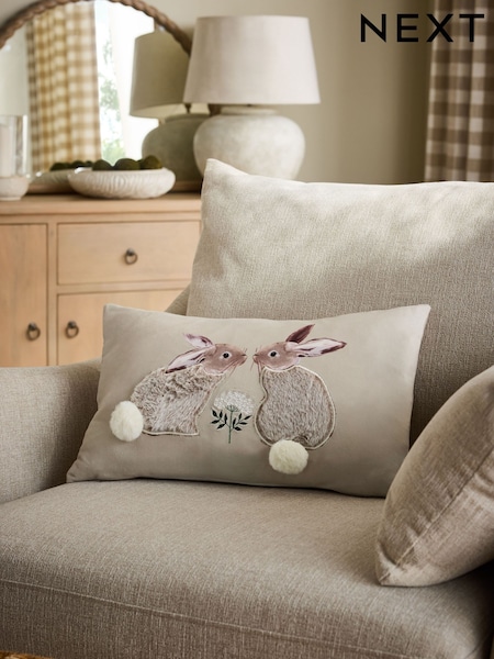 Natural 50 X 30cm Faux Fur Bunny Cushion (H54028) | AED83