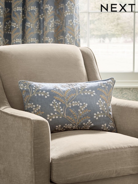Blue Embroidered Floral 50 X 30cm Embroidered Floral Cushion (H54035) | €26