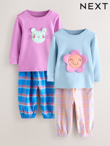 Blue / Pink Character Check Woven Bottoms Pyjamas 2 Pack (9mths-10yrs) (H54119) | R$ 215 - R$ 305