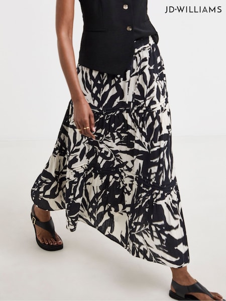 JD Williams Black Cheesecloth Midi Tiered Skirt (H54129) | €45