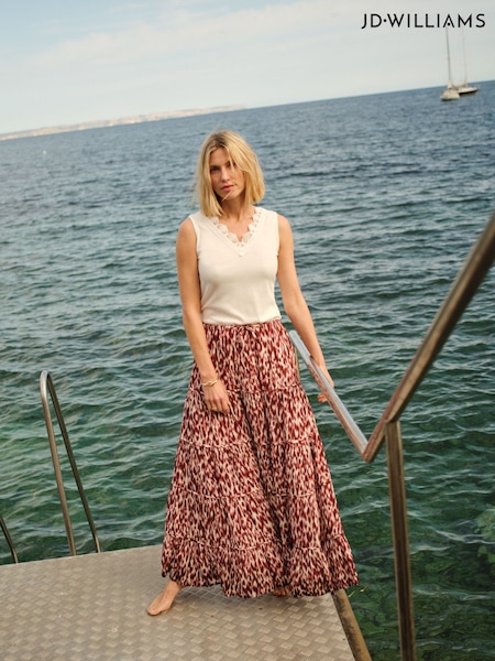 JD Williams Purple Crinkle Tiered Maxi Skirt (H54133) | €53