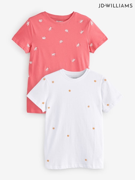 JD Williams Embroidered T-Shirts 2 Pack (H54134) | 268 LEI