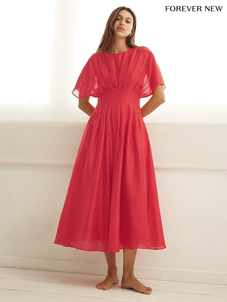 Forever New Eve Seam Detail Midi Dress with A Touch Of Linen (H54155) | €159