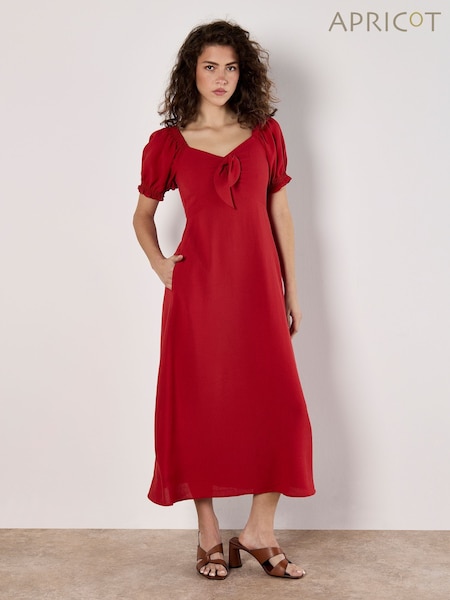 Apricot Red Tie Detail Milkmaid Midaxi Dress (H54174) | €59