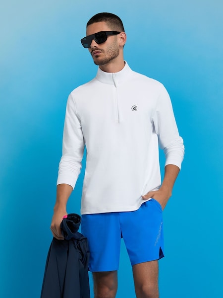 G/Fore White Brushed Back Tech Quarter Zip Pullover Jumper (H54198) | €200