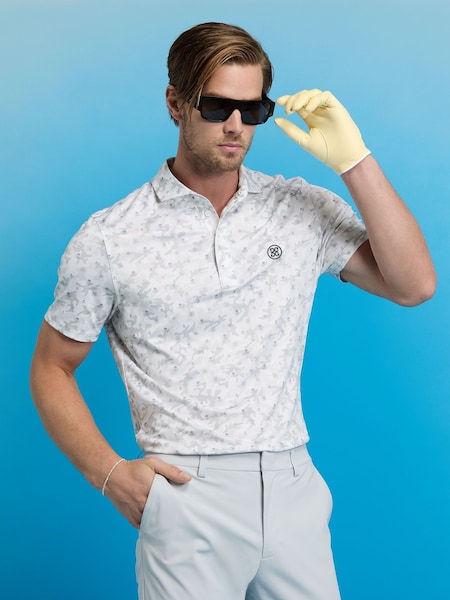 G/Fore White Mapped Icon Camo Tech Jersey Polo Shirt (H54199) | €143