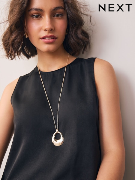 Gold Tone Open Circle Drop Long Necklace (H54222) | €17.50