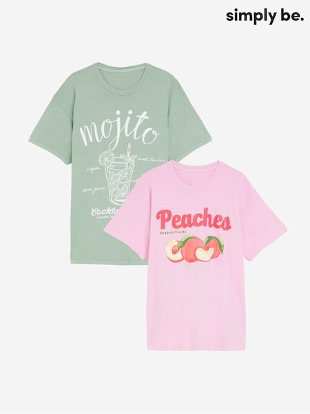 Simply Be Graphic Print T-Shirts 2 Pack (H54272) | €50